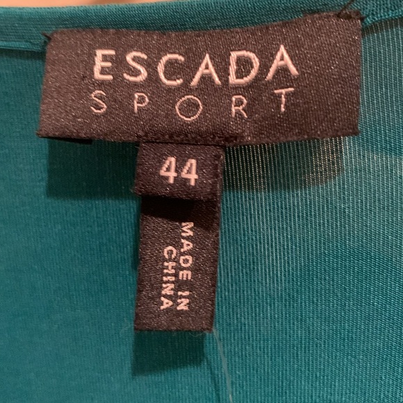 NWT Escada Dress: Teal, Draped Ruched Front, Stretchy Waist, Pull On. EU Size 44 - Picture 11 of 12
